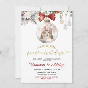 Invitación Casa Clásica de Navidad Floral Invernal de Bienven