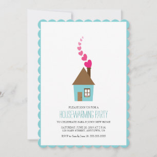 Invitación Casa con Corazones Sobre Chimenea Calentando la Ca