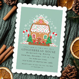 Invitación Casa Cute Gingerbread decorando fiesta de feriado