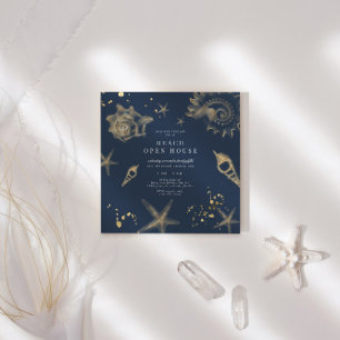 Invitación Casa de Abierto Coastal Golden Elegant Square