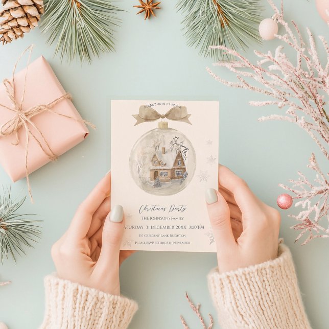 Invitación Casa de acuarela en Navidades del Globe de nieve (Subido por el creador)