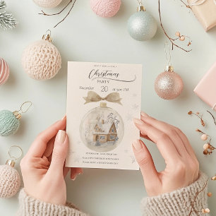 Invitación Casa de acuarela en Navidades del Globe de nieve