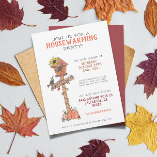 Invitación Casa de Aves de Otoño Bienvenida Calentador