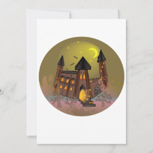 Invitación Casa de brujas espeluznante de Halloween y castill