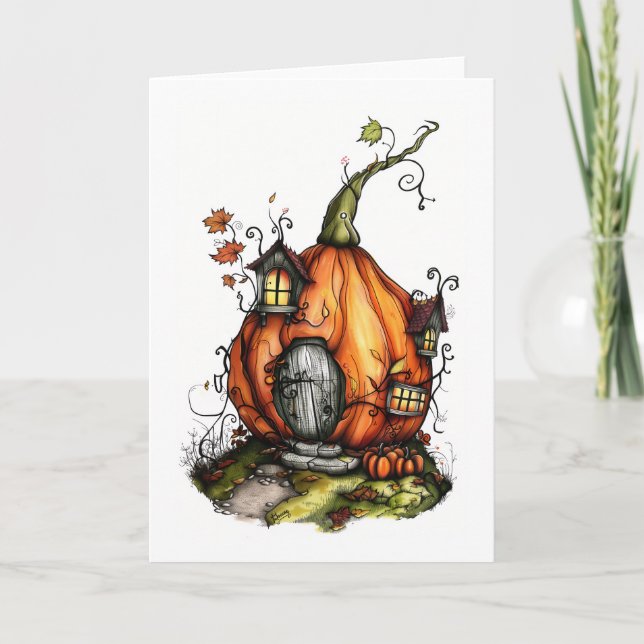 Invitación Casa de Calabaza de Cuento de Hadas (Anverso)
