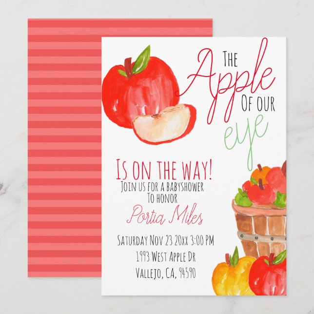 Invitación Casa de campo de manzana de la ducha de niños invi (Anverso / Reverso)