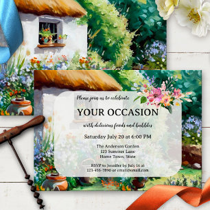 Invitación Casa de campo de verano en el jardín trasero