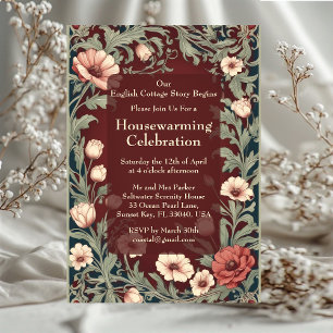 Invitación Casa de Campo Inglesa William Morris Granate Fiest