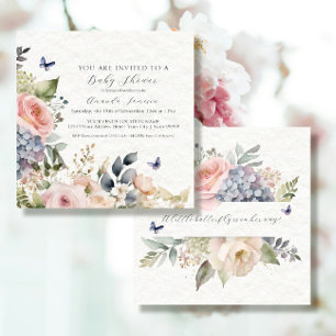 Invitación Casa de campo rosa rosa floral Bouquet Girl