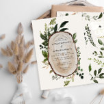 Invitación Casa de campo rústica Boda botánico elegante<br><div class="desc">Invitación a una rebanada de madera rústica boda. Con hermosos detalles de acuarela. Esta moderna invitación a la boda le permitirá fijar el estilo de su gran día.</div>