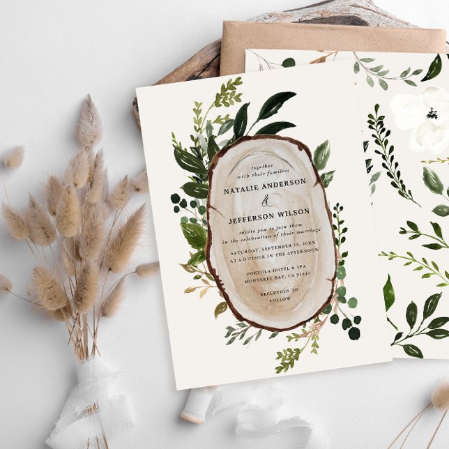 Invitación Casa de campo rústica Boda botánico elegante (Modern rustic elegant botanical)