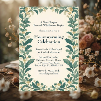 Invitación Casa de Campo Rústica William Morris Calentamiento