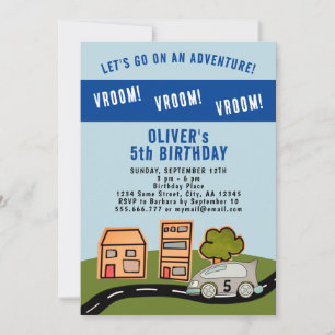 Invitación Casa de carretera del coche de carreras Vroom Vroo