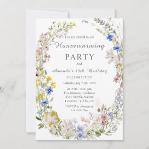 Invitación Casa de Flores Silvestres Boho de Estreno y Cumple
