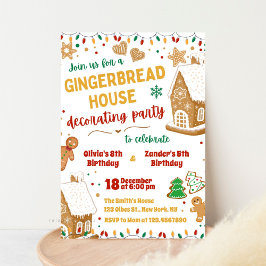 Invitación Casa de Gingerbread Cumpleaños Doble