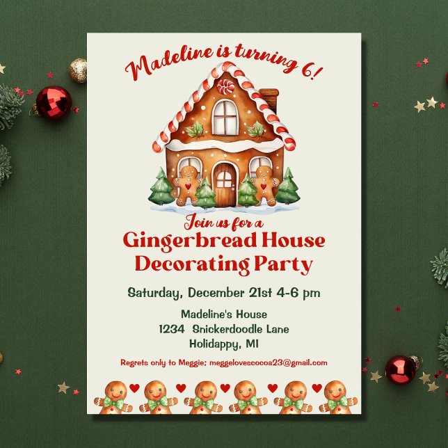 Invitación Casa de Gingerbread Cuta Decorada Cumpleaños (Subido por el creador)
