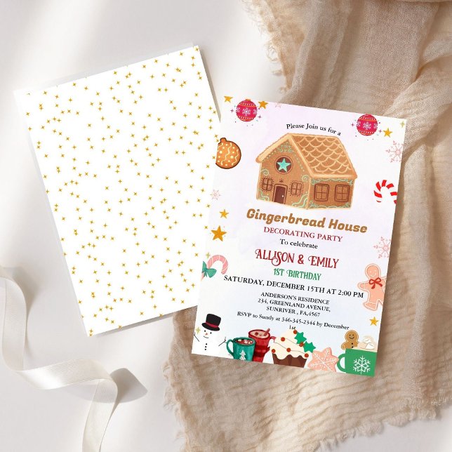 Invitación Casa De Gingerbread Decorando El Doble Cumpleaños (Subido por el creador)