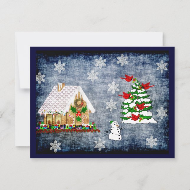 Invitación Casa De Gingerbread En Nieve (Anverso)