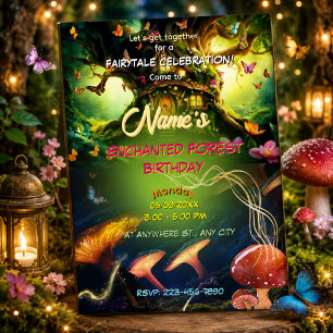 Invitación Casa de hadas y hongos del bosque encantado 