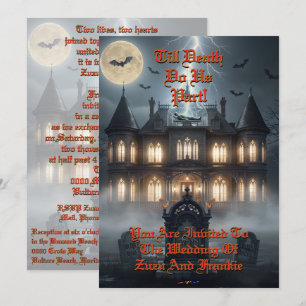 Invitación Casa de Halloween con Frankie, gris oscuro