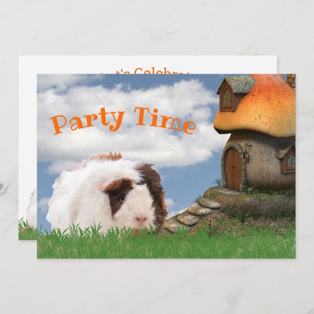 Invitación Casa de hongos de cerdo de Guinea, partido de cump (Anverso / Reverso)