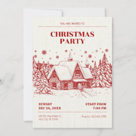 Invitación Casa de invierno de Navidad vintage