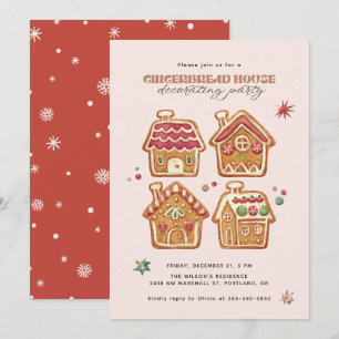 Invitación Casa de Jengibre Fiesta de Decoración Navidad