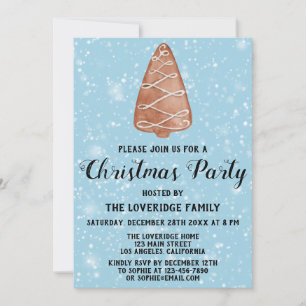Invitación Casa de Jengibre Fiesta Navideña Árbol de Navidad 