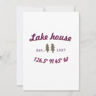 Invitación Casa de lago etc. Fecha año coordenadas personaliz