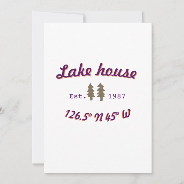 Invitación Casa de lago etc. Fecha año coordenadas personaliz (Anverso)