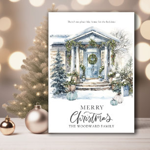 Invitación Casa de Navidad Acuarela de Invierno Fiesta