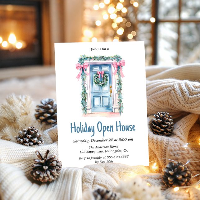 Invitación Casa de Navidad Puerta Azul Aquarela Fiesta de Ape (Subido por el creador)