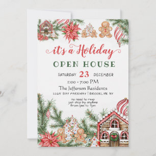 Invitación Casa de Navidades con pan de jengibre - Casa abier