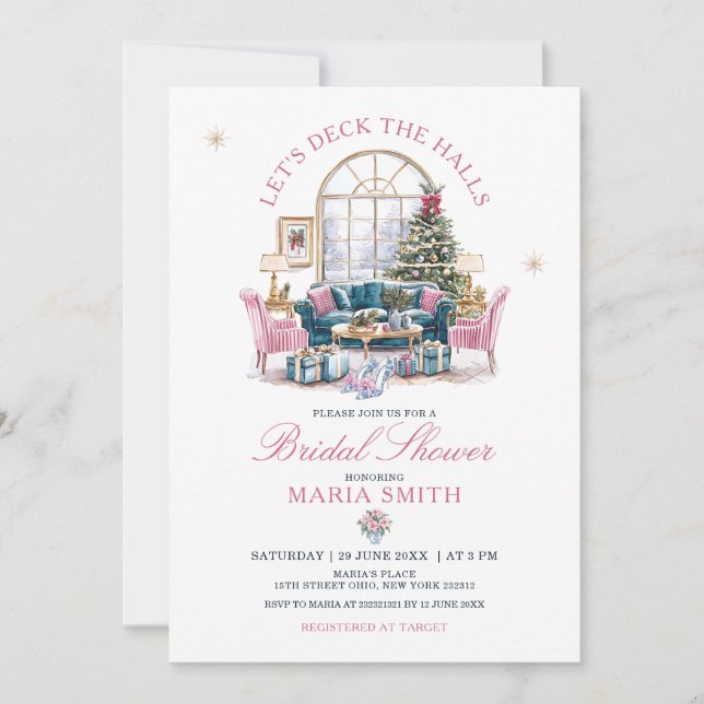 Invitación Casa de navidades: Deck the Halls Bridal Shower (Anverso)