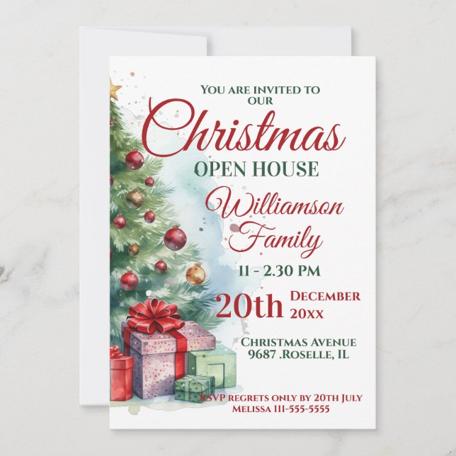 Invitación Casa de Navidades festivos (Anverso)