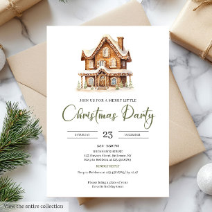 Invitación Casa de pan de jengibre acogedora fiesta de Navida
