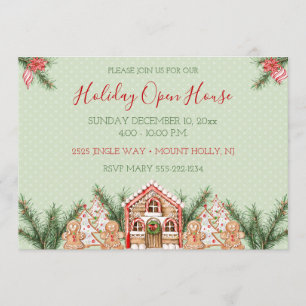 Invitación Casa de Pan de Jengibre de Navidad Campestre