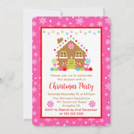 Invitación Casa de Pan de Jengibre de Navidad y Luces