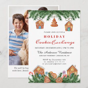 Invitación Casa de pan de jengibre, intercambio de cookies de