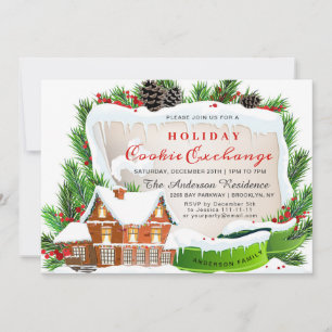 Invitación Casa de pan de jengibre, intercambio de cookies de