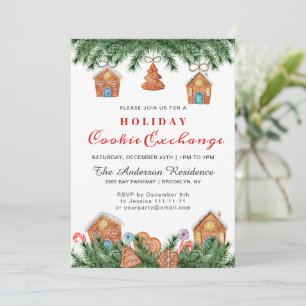 Invitación Casa de pan de jengibre, intercambio de cookies de