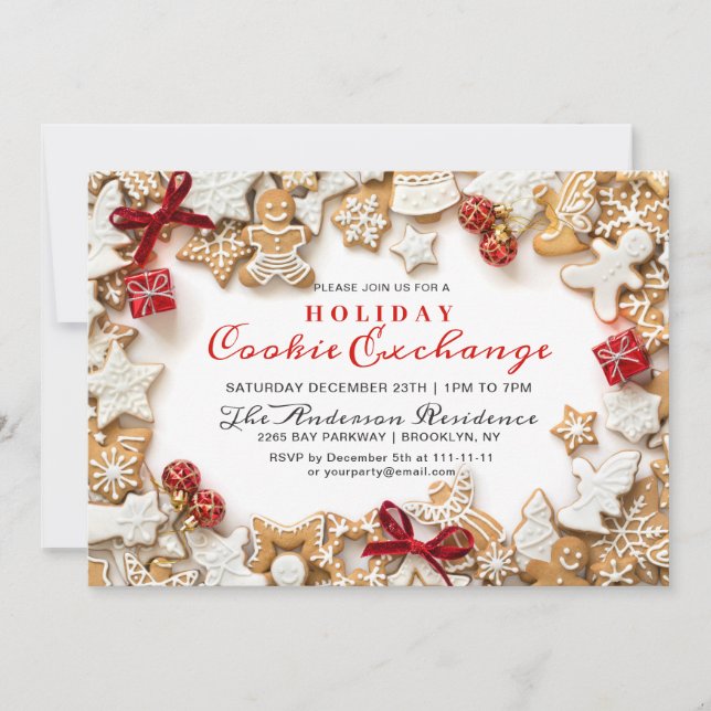Invitación Casa de pan de jengibre, intercambio de cookies de (Anverso)