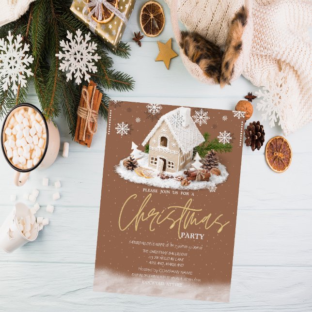 Invitación Casa de Pan de Jengibre Nieve Compañía Navidad (Subido por el creador)