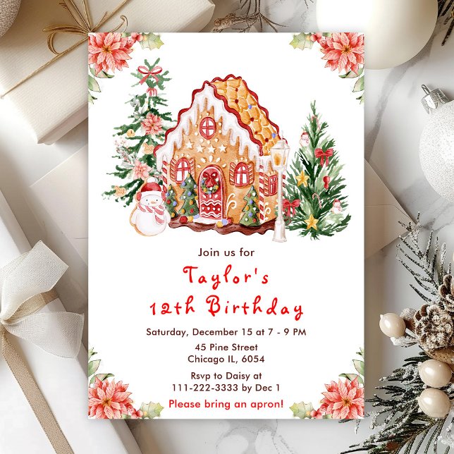 Invitación Casa de pan de jengibre rojo fiesta de cumpleaños (Subido por el creador)