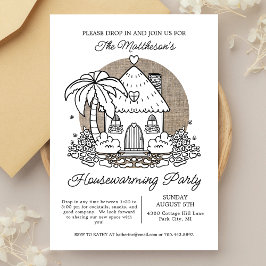 Invitación Casa De Playa De Verano Cae En El Fiesta De Calent