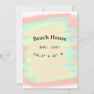 Invitación Casa de playa ets. Fecha año coordenadas personali