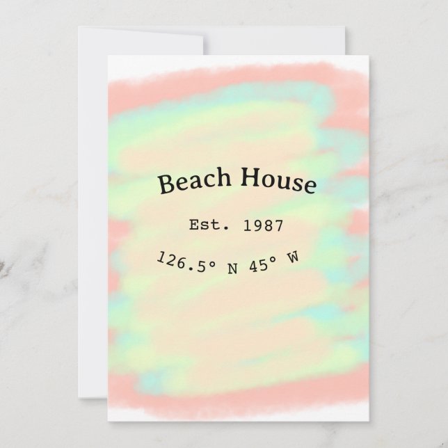 Invitación Casa de playa ets. Fecha año coordenadas personali (Anverso)