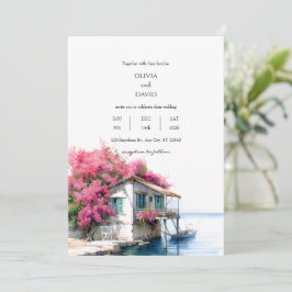 Invitación Casa De Playa Náutica Con Boda De Acuarela De Barc