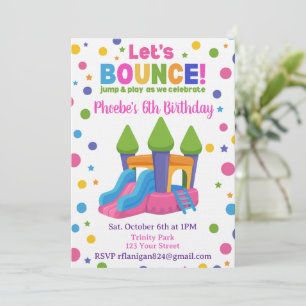 Invitación Casa de Rebote Colorida Fiesta de Cumpleaños Arcoí