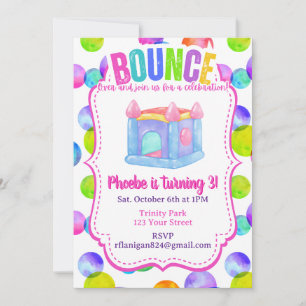 Invitación Casa de Rebote Cumpleaños Fiesta Arcoíris Colorido